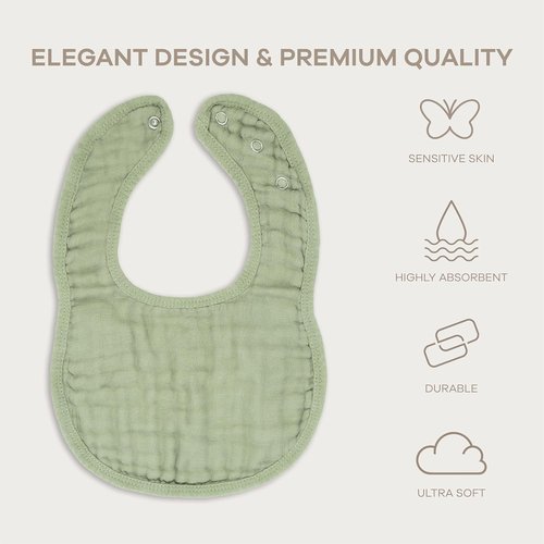 Comfy Cubs Muslin Bibs - Soft, Highly Absorbent Baby Bibs | Pack of 8, Adjustable Snaps, Colorful Designs