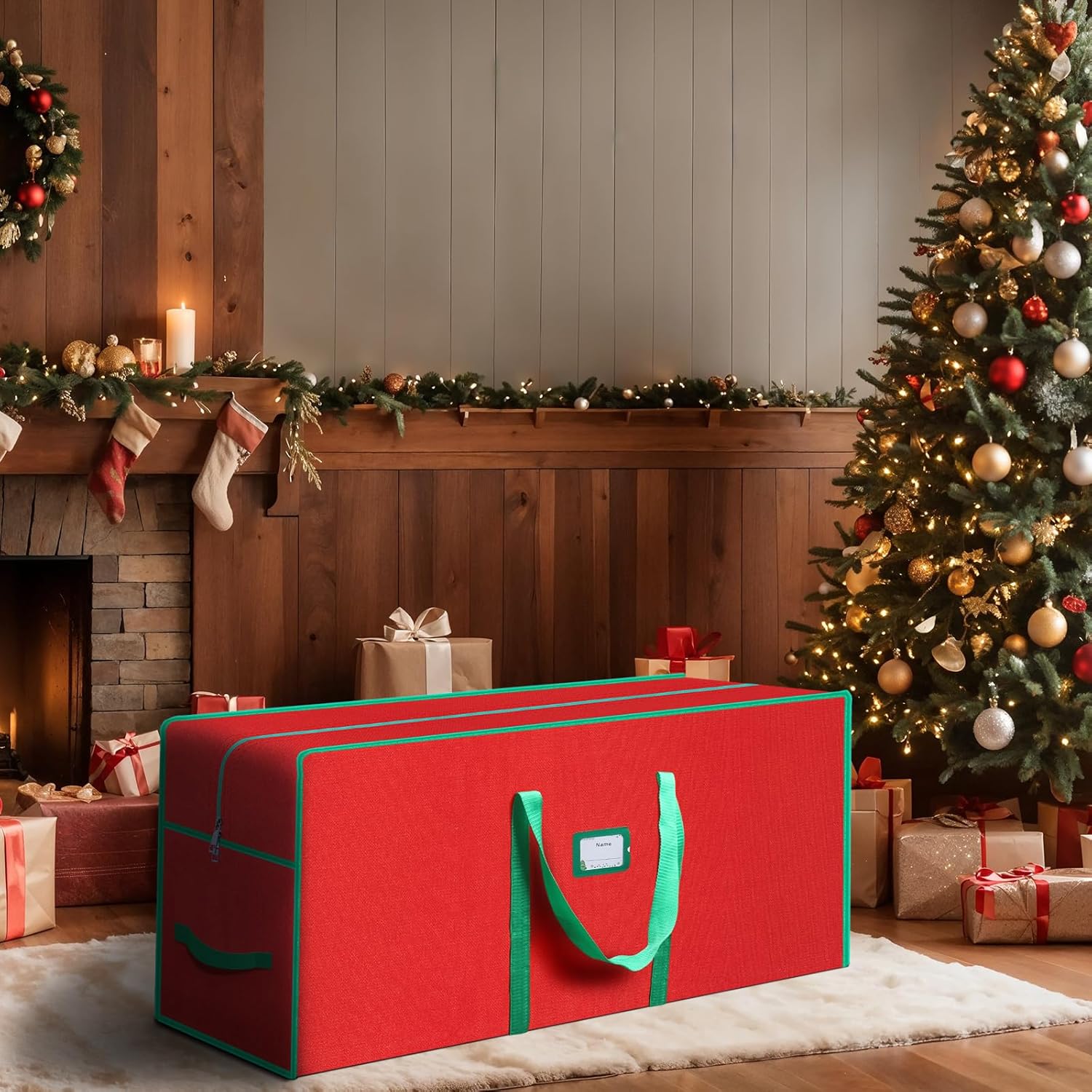 Skiennix Christmas Tree Storage Bag - Fits Up to 7.5 Ft | Durable 600D Oxford Cloth with Reinforced Handle and Card Slot
