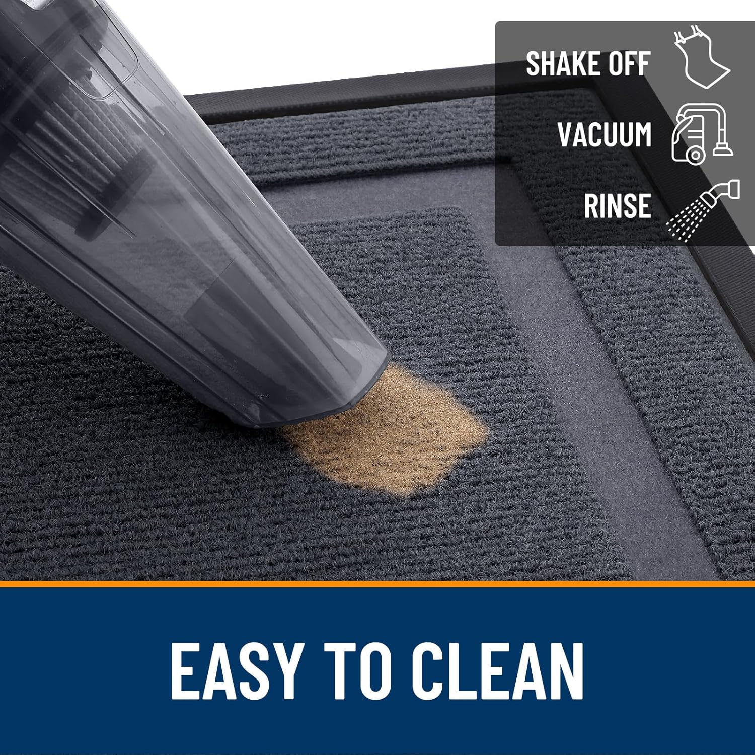 OLANLY Indoor Outdoor Front Door Mat - Waterproof All-Season Doormat, Sturdy Rubber, 59x35, Light Grey