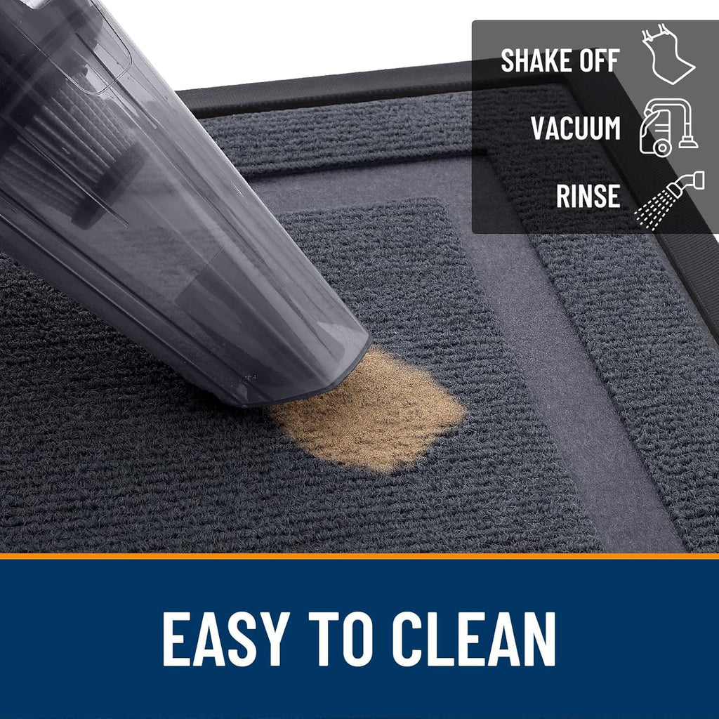 OLANLY Indoor Outdoor Front Door Mat - Waterproof All-Season Doormat, Easy Clean, 29.5x17, Light Grey