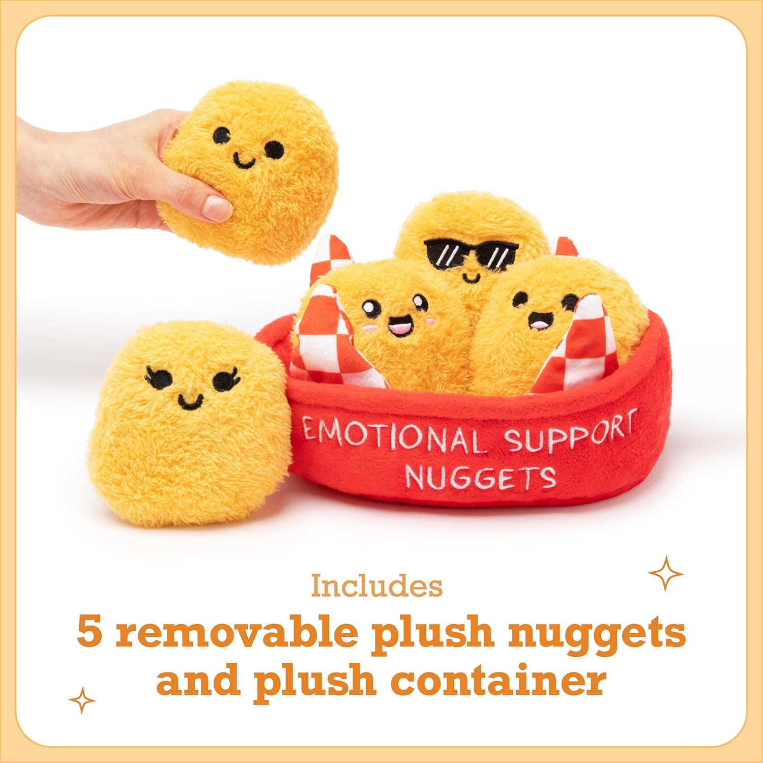 Relatable Emotional Support Chicken Nuggets | Cuddly Plush Toys Set with 5 Soft Stuffed Animals