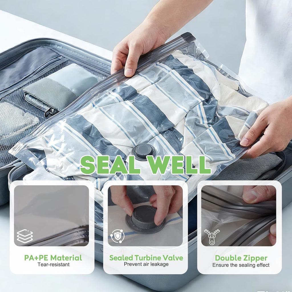Mapambo Vacuum Storage Bags - 15 Pack with 60000Pa USB Pump | Space-Saving Travel Bags in 3 Sizes