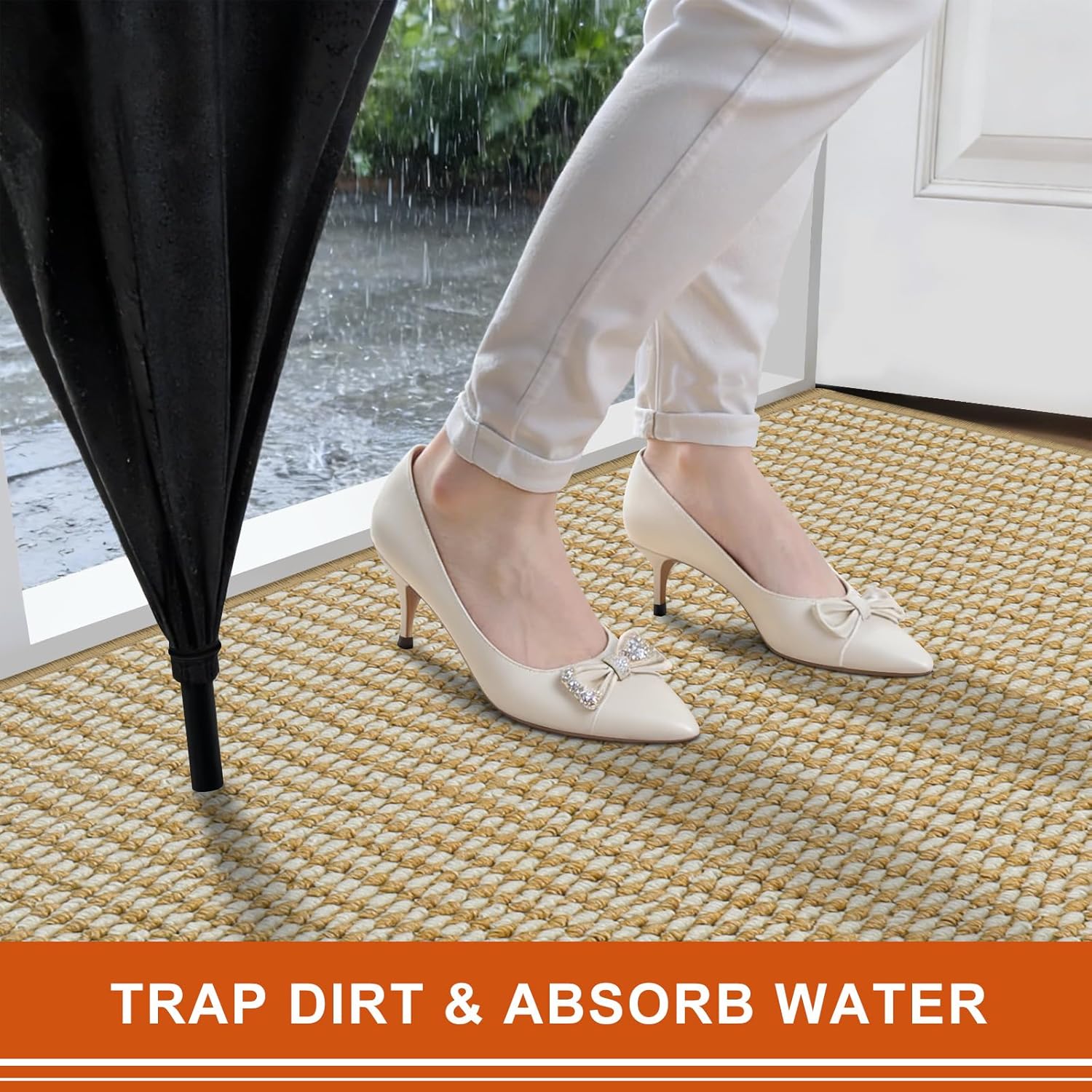 Regine Switzerland Dirt Trapper Door Mat - Non-Slip, Absorbent, Washable | 20" x 32", Beige White