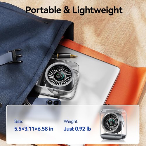 KIMMOO Rechargeable USB Desk Fan - Quiet Table Fan with Turbo Airflow & 100 Speeds | 90° Rotation, Black