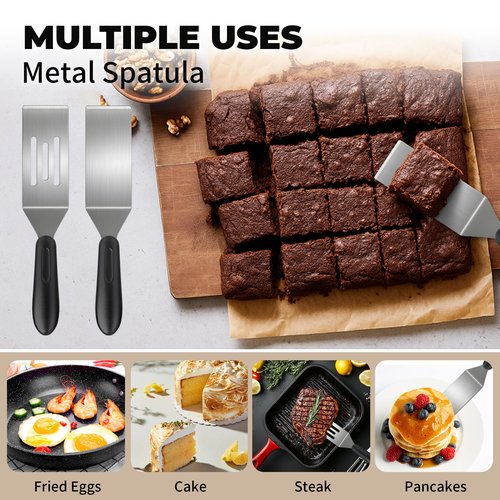 Stainless Steel Spatula Set,Mini Serving Spatula for Kitchen Use,Metal Spatula for Cooking with Heat Resistant Handle,Metal Spatulas for kitchen use for Pancakes、Lasagna、Brownies、Cake and Cookie (2PC)