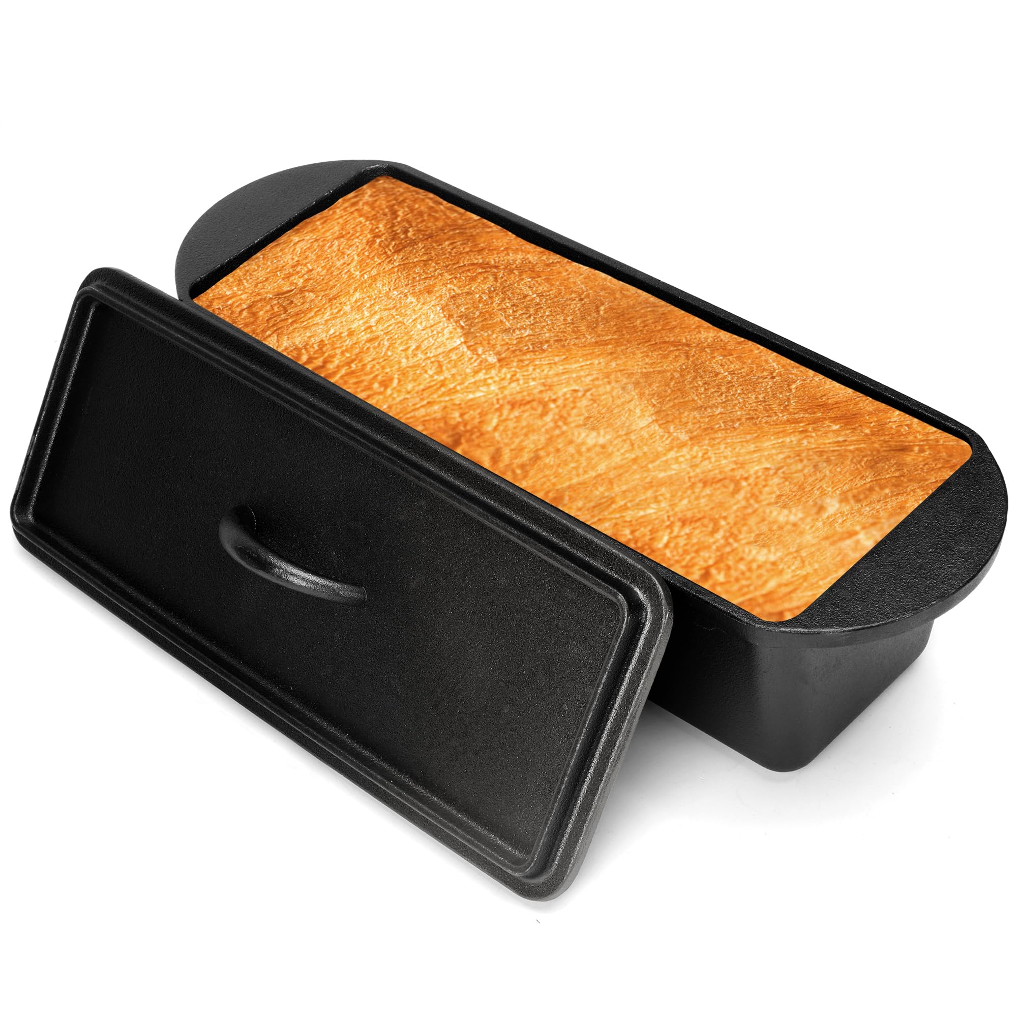 Cast Iron Bread Pan with Lid 16x5 Inch, Nonstick Popover Pan for Sourdough and Homemade Bread, Mini Loaf Pans with Lids, Pullman Loaf Pan for Sandwich Bread, Nonstick Baking Bread Pans