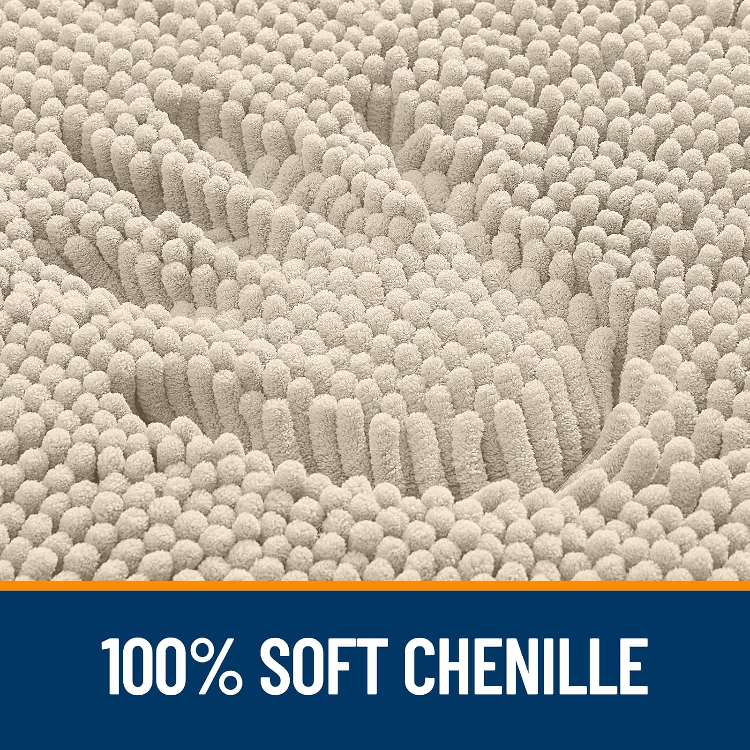 OLANLY Bathroom Runner Rugs - Extra Soft Chenille Bath Mats | Quick-Dry, Machine Washable, 44x24, Sand