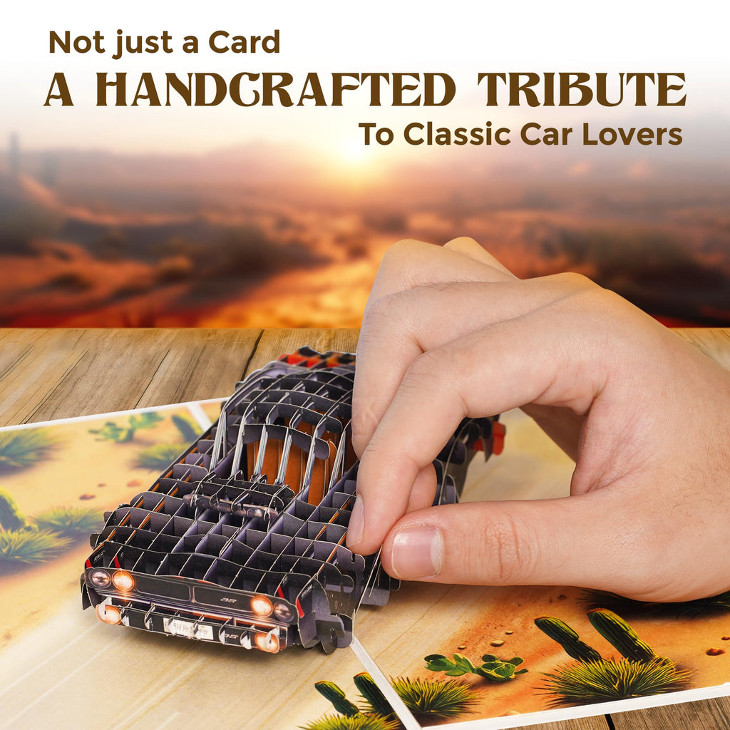 PopUpia Classic Car 3D Pop Up Card – Birthday Cards for Men, Father’s Day Card Car Theme, Muscle Car Greeting Card, Unique Gift for Classic Car Lover, Handmade Keepsake for Dad, Husband, or Boyfriend