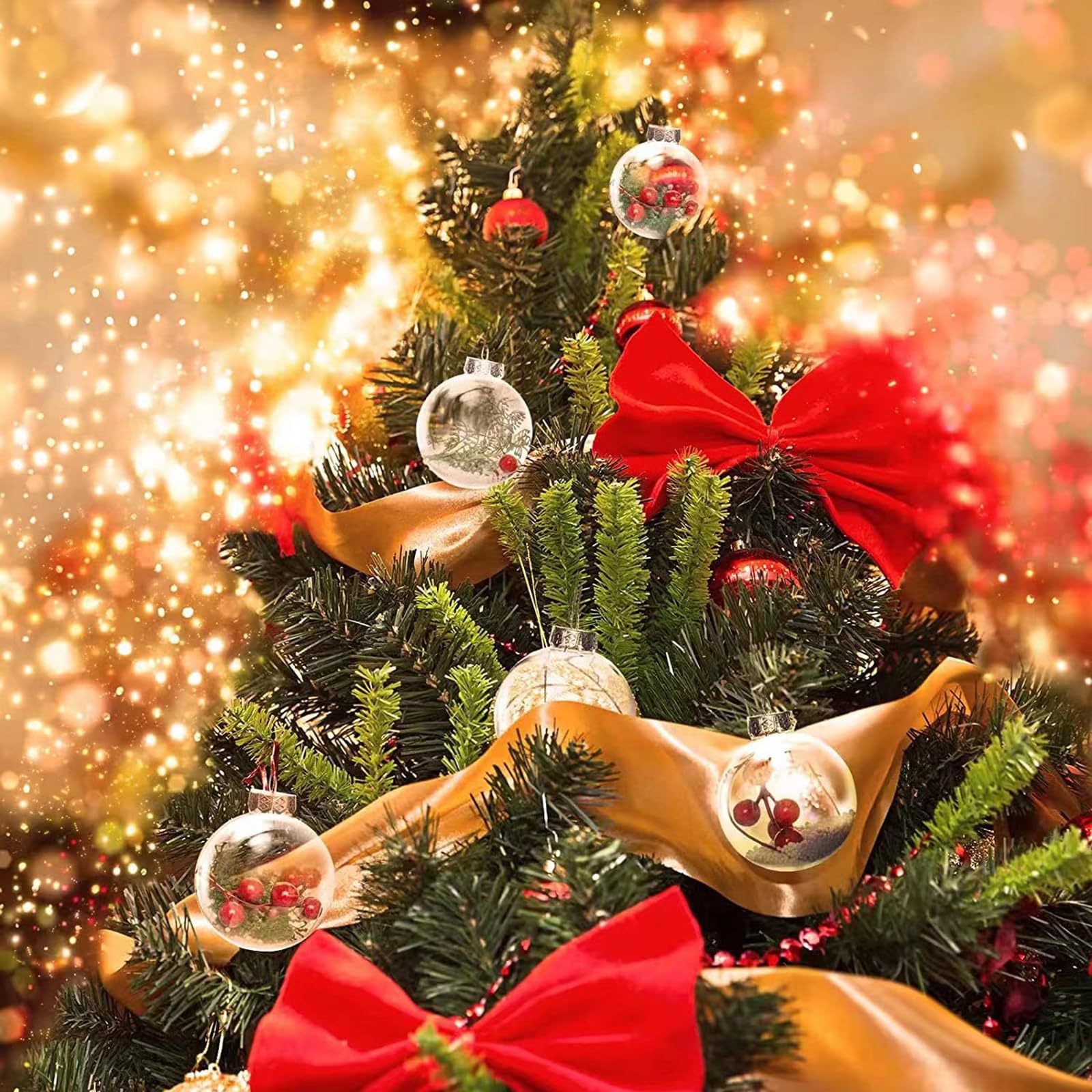 6 PCS DIY Christmas Clear Plastic Decorative Balls- 80mm/3.15inch Fillable Ornaments Clear Plastic Ball Decor for Crafts,Christmas Tree Decoration，Xmasdecorm,Halloween,Birthday,Wedding Decor