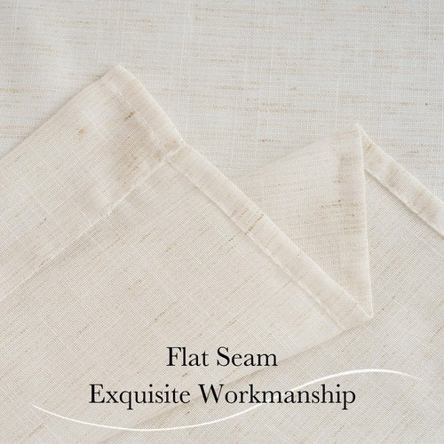 NICETOWN Sheer Linen Curtains 96 Inch Length for Bedroom Living Room 2 Panels, Ivory Rod Pocket & Back Tab Semi Sheer Drapes Privacy Semitransparent Farmhouse Window Treatment, W52 x L96