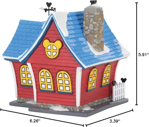 Department 56 Mickey’s Christmas Lit House - 6.26 Inch Red Holiday Decor