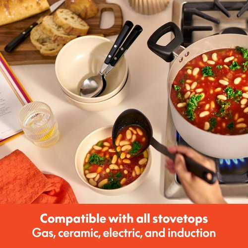 bella 12 Piece Cookware Set with EverGood™ Ceramic Nonstick Coating, Dishwasher & Oven Safe, All Stovetops Compatible, Tempered Glass Lids and Cool Touch Handles, Oatmilk