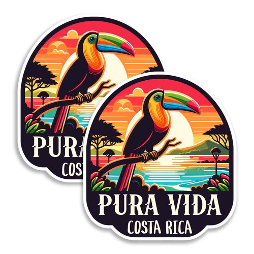 Pura Vida Costa Rica Magnet 4 Inch 2-Pack Country Central America – Strong Vinyl Decorative Travel Magnets for Fridge Locker Kitchen Office – Cute Fun Aesthetic Cool Durable & Long-Lasting ID44999