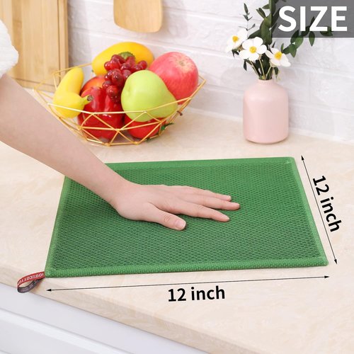 Homaxy 100% Cotton Waffle Weave Dish Cloths - Ultra Soft & Absorbent Quick Drying, 12 x 12 Inches, 8-Pack, Grass Green