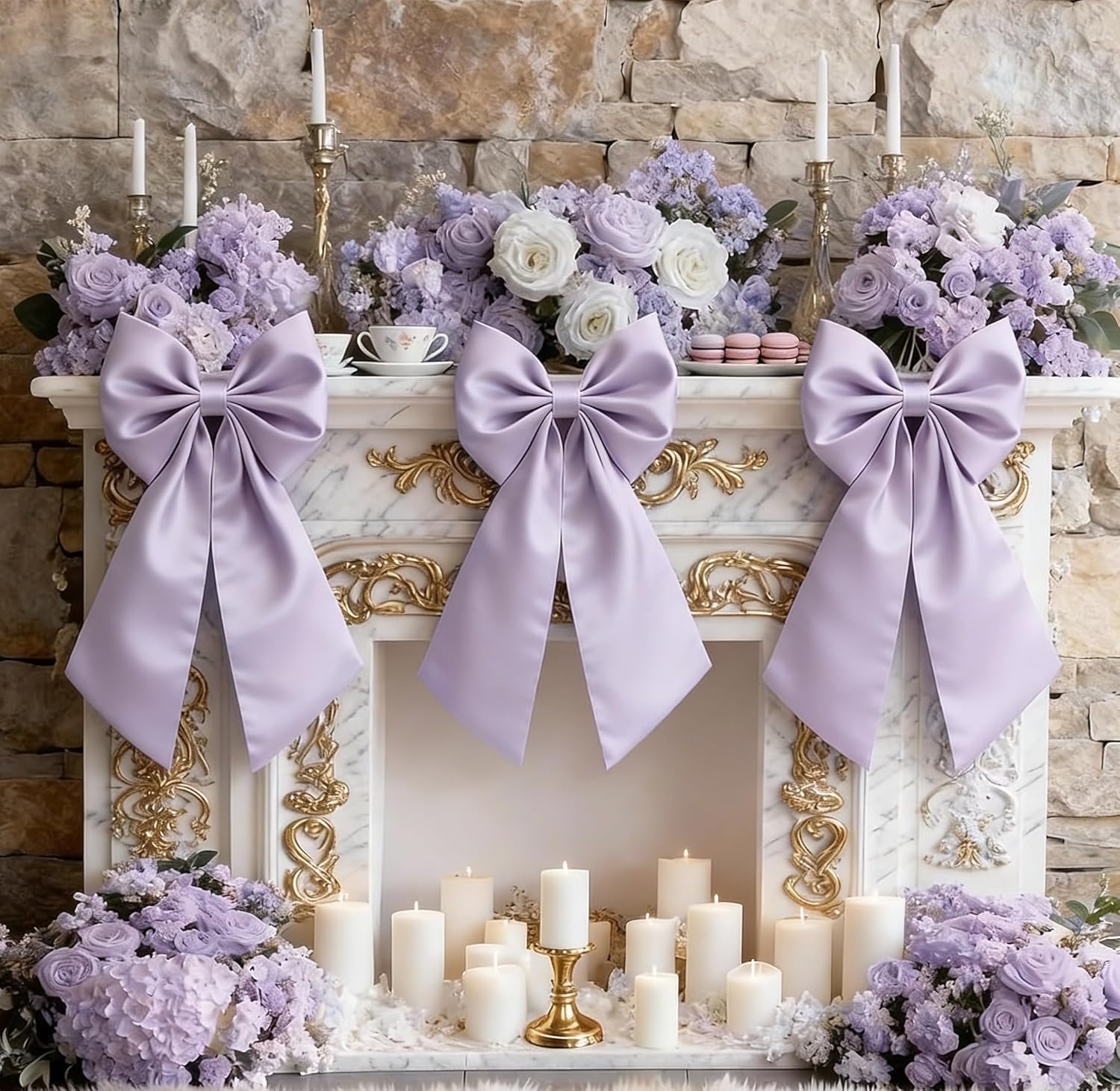 Skiennix Big Purple Bows - Valentine's Day Tree Topper | 23x11 in Heavyweight Satin Decor