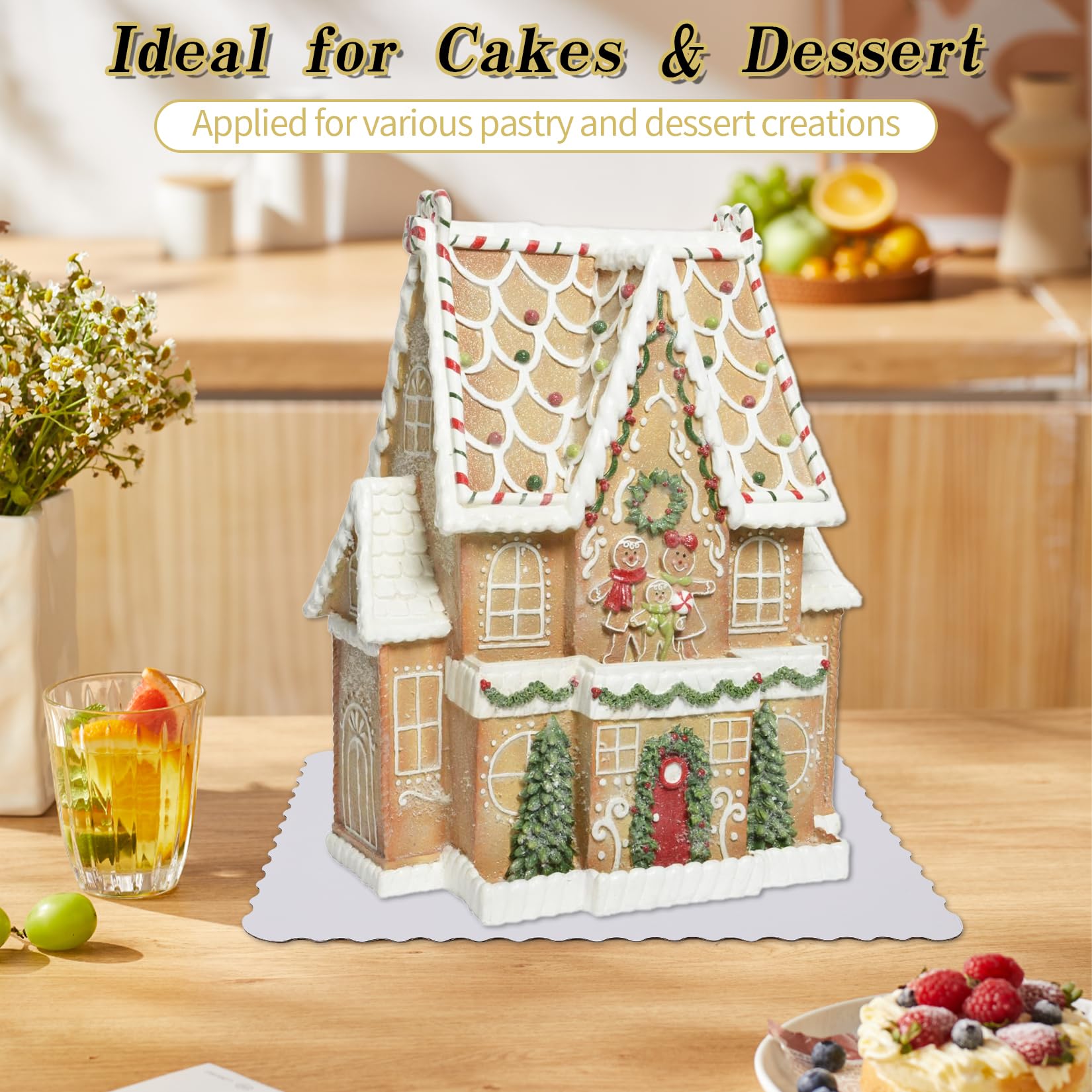 Anscher 15 Pack 19 x 14 Inch Greaseproof Rectangle Cake Boards, Premium Corrugated Single Wall Cake Base Board Half Sheet Cake Board for Sheet Cake, Dessert Base, Cupcake and Cake Pizza(White)