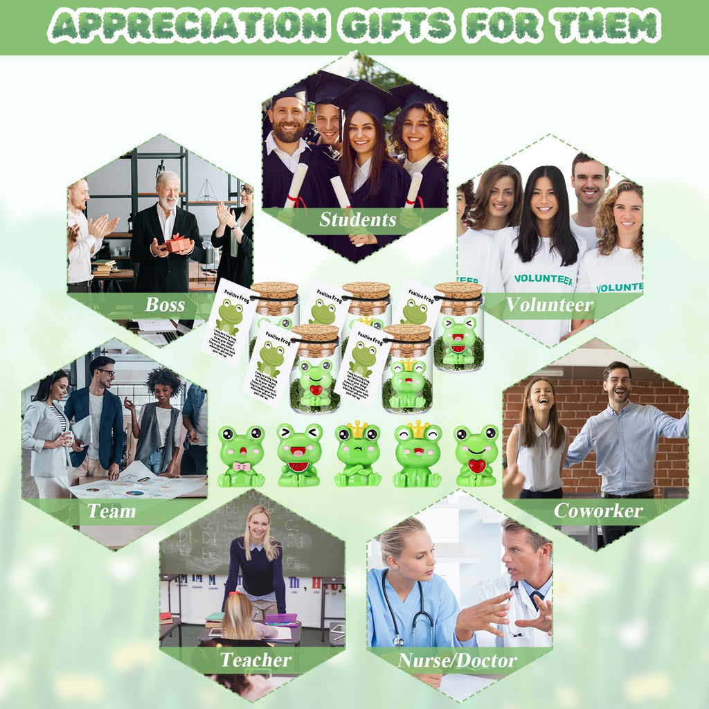 Fumete 35 Set Employee Appreciation Gifts Bulk for Coworkers Staff - Thank You Desk Pet Animal Pun Note Card Teacher Appreciation Gifts for Volunteer Nurses Team Graduation Party Favors (Frog)