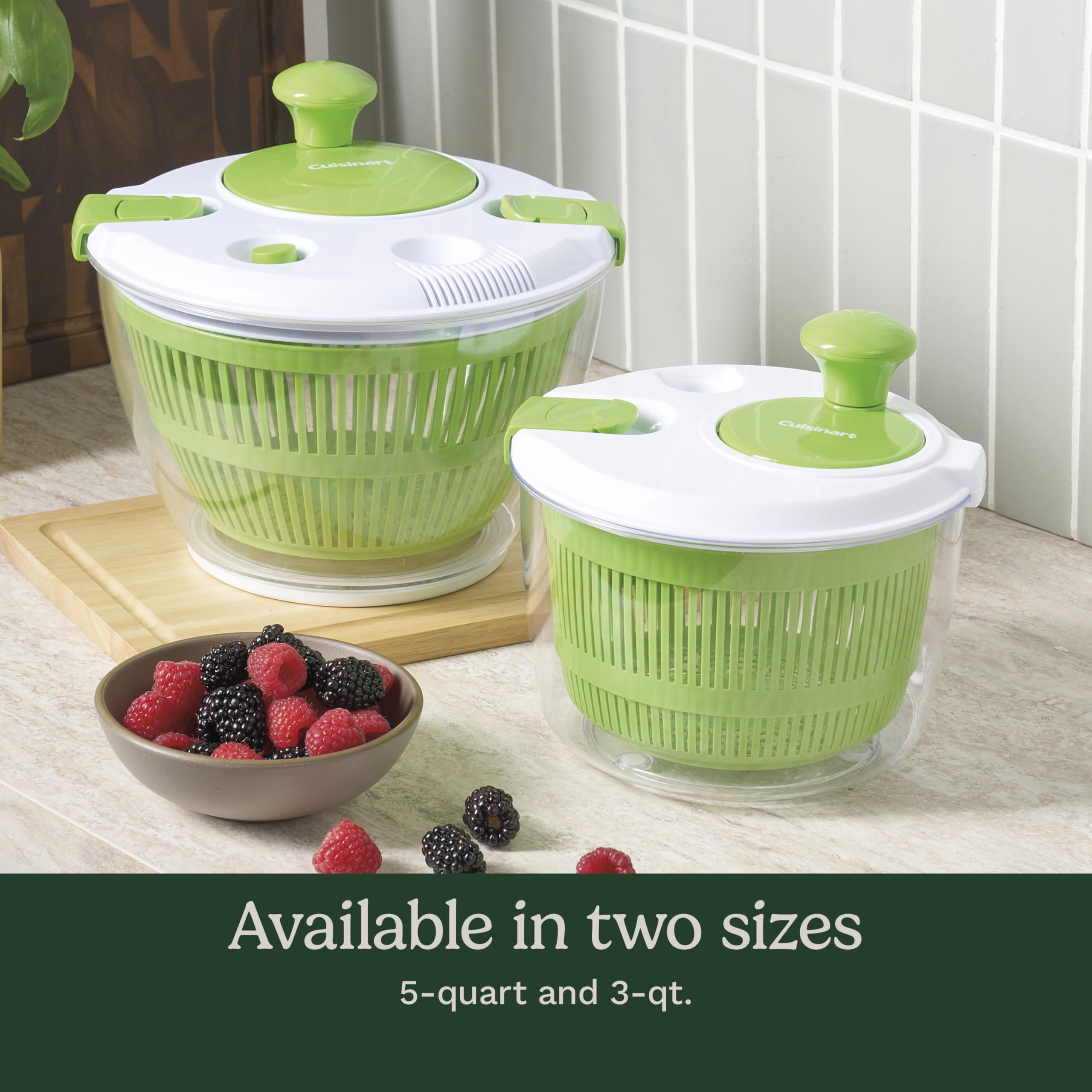 Cuisinart Large Spin Stop Salad Spinner- Wash, Spin & Dry Salad Greens, Fruits & Vegetables, 5qt, CTG-00-SAS1