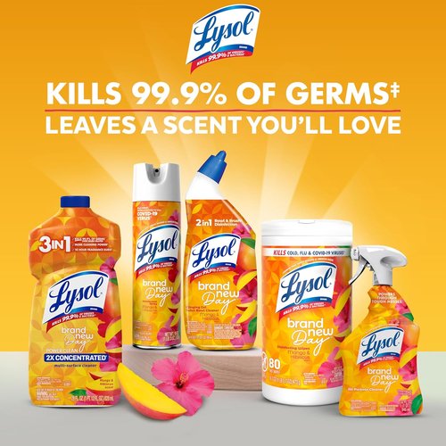 Lysol All-Purpose Cleaner Spray - Multi-Purpose Disinfectant for Kitchen & Bathroom | Mango & Hibiscus, 32 Fl Oz