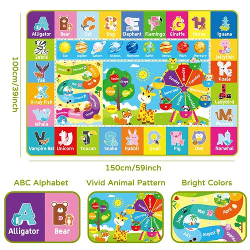 Kids Rug for Playroom, Kids Baby Playmat with Alphabet, Month, Weather, Week and Shapes ABC Educational Rug, Play Mat Carpet for Bedroom Classroom (59 X 39.4 INCH, Ferris Wheel)