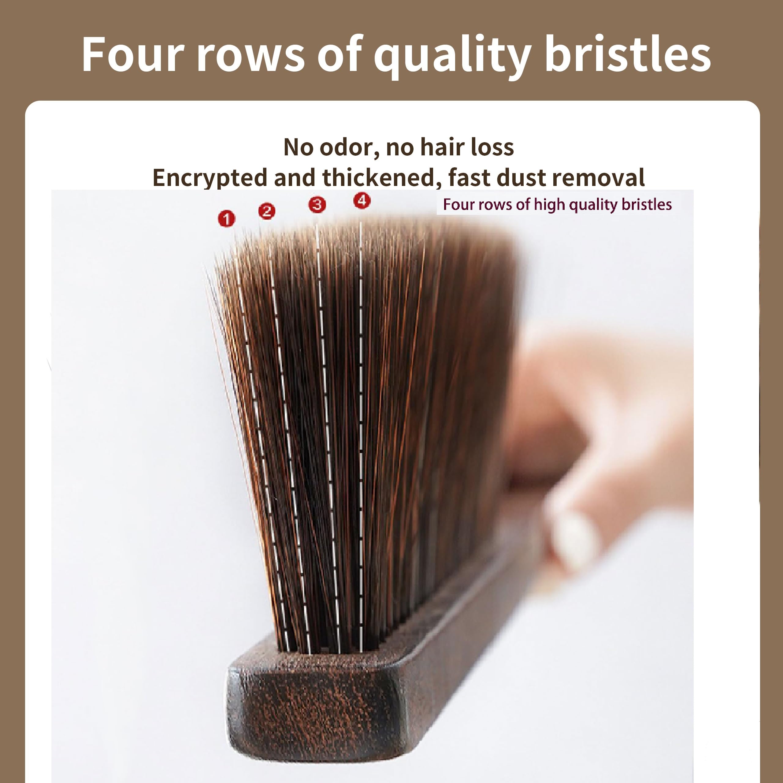 Hand Broom Brush, Dust Brush for Cleaning, Wood Block Hand Brush, Soft Bristle Cleaning Brush for Car Bed Furniture Clothes Garden Couch Draft (Curved Handle)