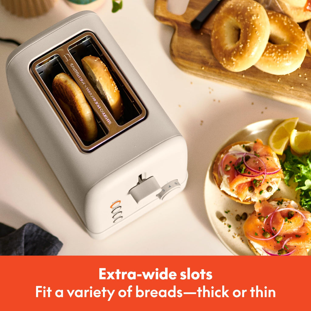 bella 2 Slice Toaster, 6 Setting Shade Control w Reheat, Cancel, Bagel & Defrost Buttons, Removable Crumb Tray, Anti Jam & Auto Shutoff, Auto Centering Guides & Cord Wrap, 900 Watt, Oatmilk