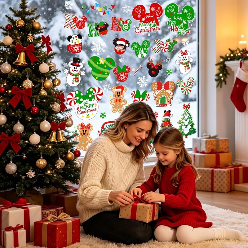 Christmas Window Clings, 7 Sheets – Static Decals for Glass Surfaces (14.17 x 11.02 in each)