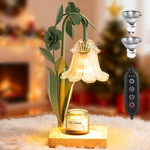 Flower Candle Warmer Lamp with Timer, Dimmable Candle Lamp Warmer, AdjustableHeight Candle Warmer for All Jar Candles, Bedroom Living Room Home DecorValentines Day Birthday Gifts for Women Mom Sister