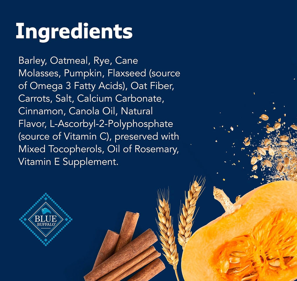 Blue Buffalo Crunchy Dog Biscuits - Oven-Baked Health Bars with Pumpkin & Cinnamon | 16 oz Bag
