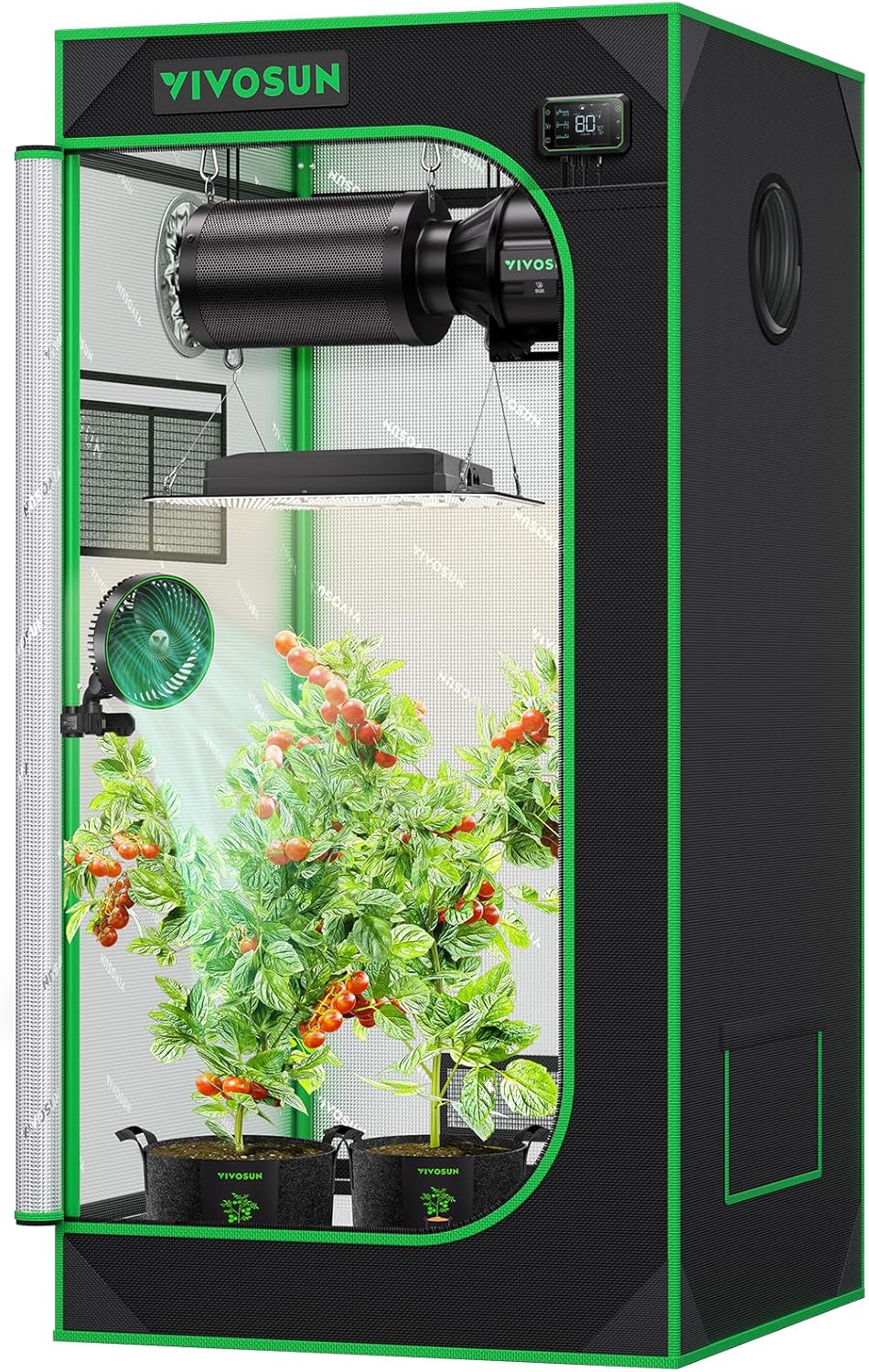 VIVOSUN 2x2 Grow Tent - High Reflective Mylar with Observation Window & Floor Tray | 24"x24"x48" for Hydroponics