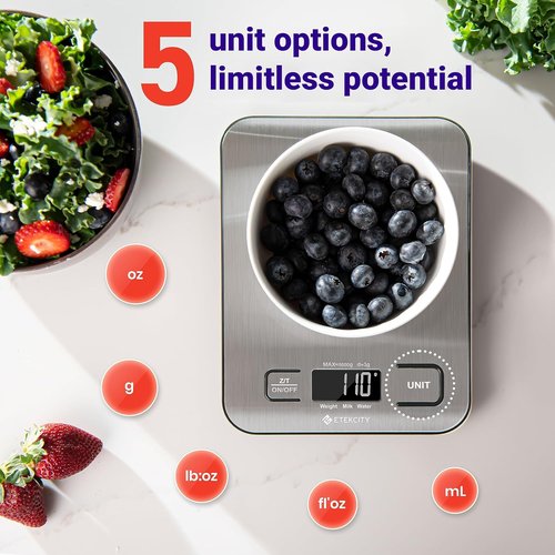 Etekcity Digital Food Kitchen Scale - Accurate Grams & Ounces for Baking, Cooking & Meal Prep | Medium 304 Stainless Steel