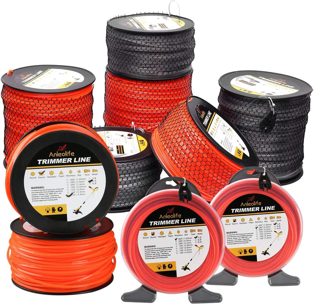ANLEOLIFE String Trimmer Line - 1-Pound Commercial .065-Inch x 370 ft with Built-In Cutter - Orange