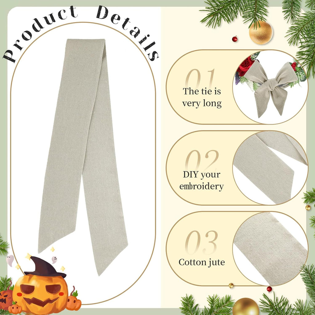 Regine Switzerland 6 Pcs Easter Wreath Sash - Beige Plain 5" W X 55" L for Front Door Decoration