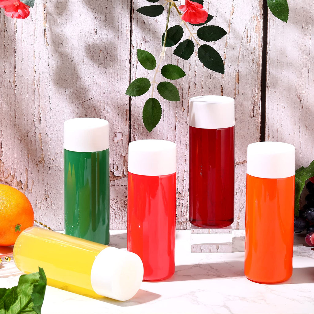 Yinder 50 Pack Plastic Juice Bottles Sensory Empty with Lids 10 oz Bulk Reusable Clear Bottles with Caps Smoothie Ideal for Sensory Crafts(White)