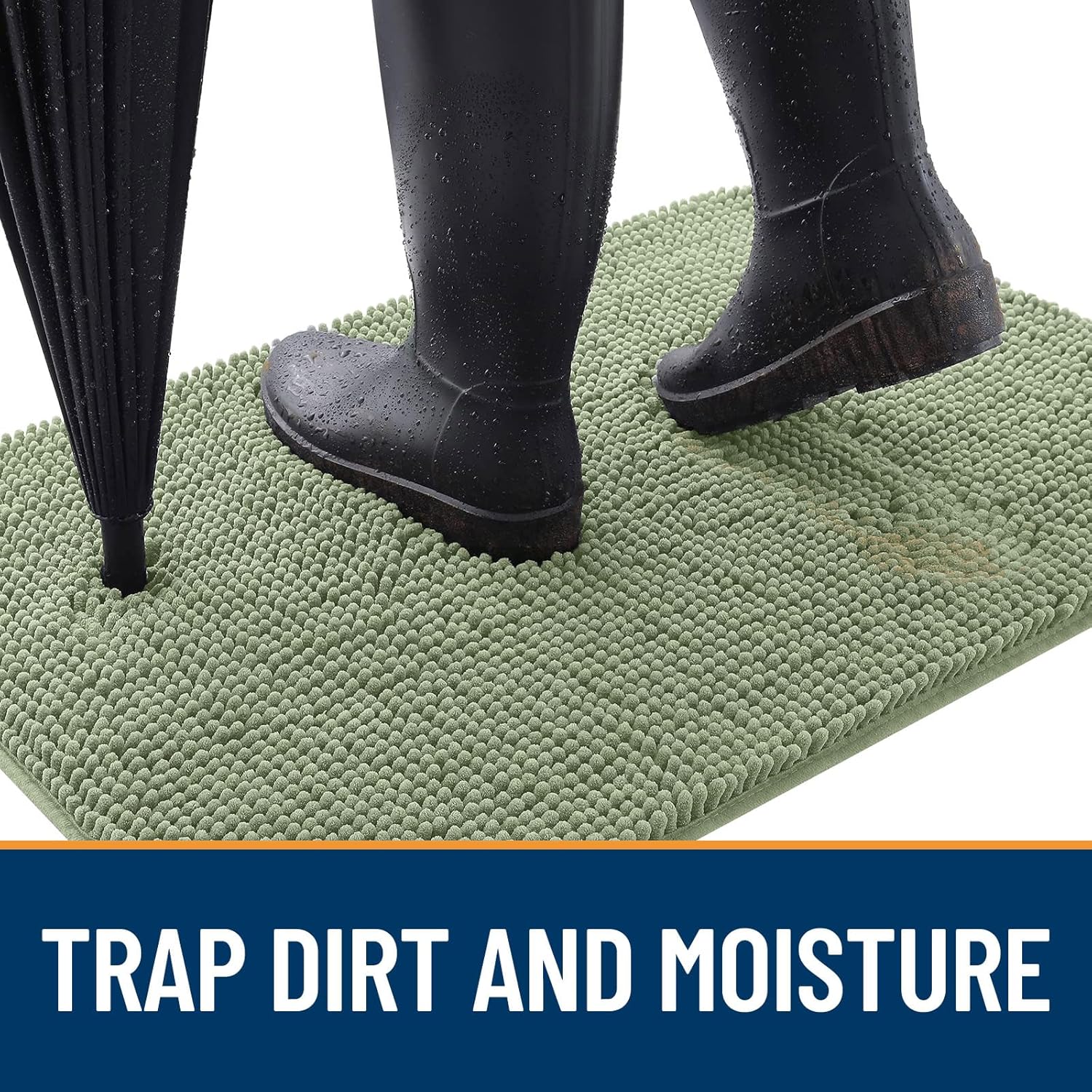 OLANLY Dog Door Mat - Absorbent Non-Slip Chenille Mud Mat for Indoor Use | 59x35 Sage Green