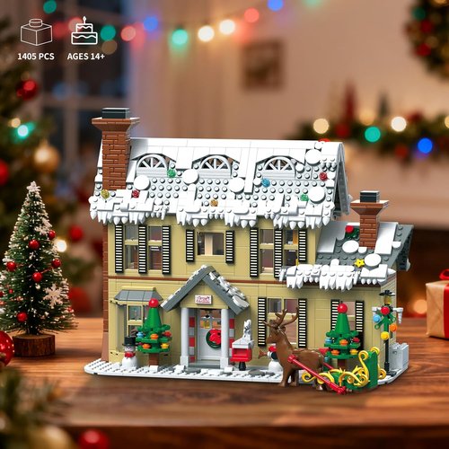 2025 Gingerbread House Building Block Set by [Brand Name] - Festive Sleigh, Holiday Animals & LED Lights | 1405 PCS for Adults & Teens