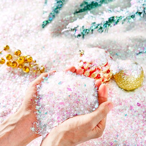 JOYIN 12 OZ Artificial Snowflakes - Sparkling Christmas Tree Decoration & Holiday Craft Supplies