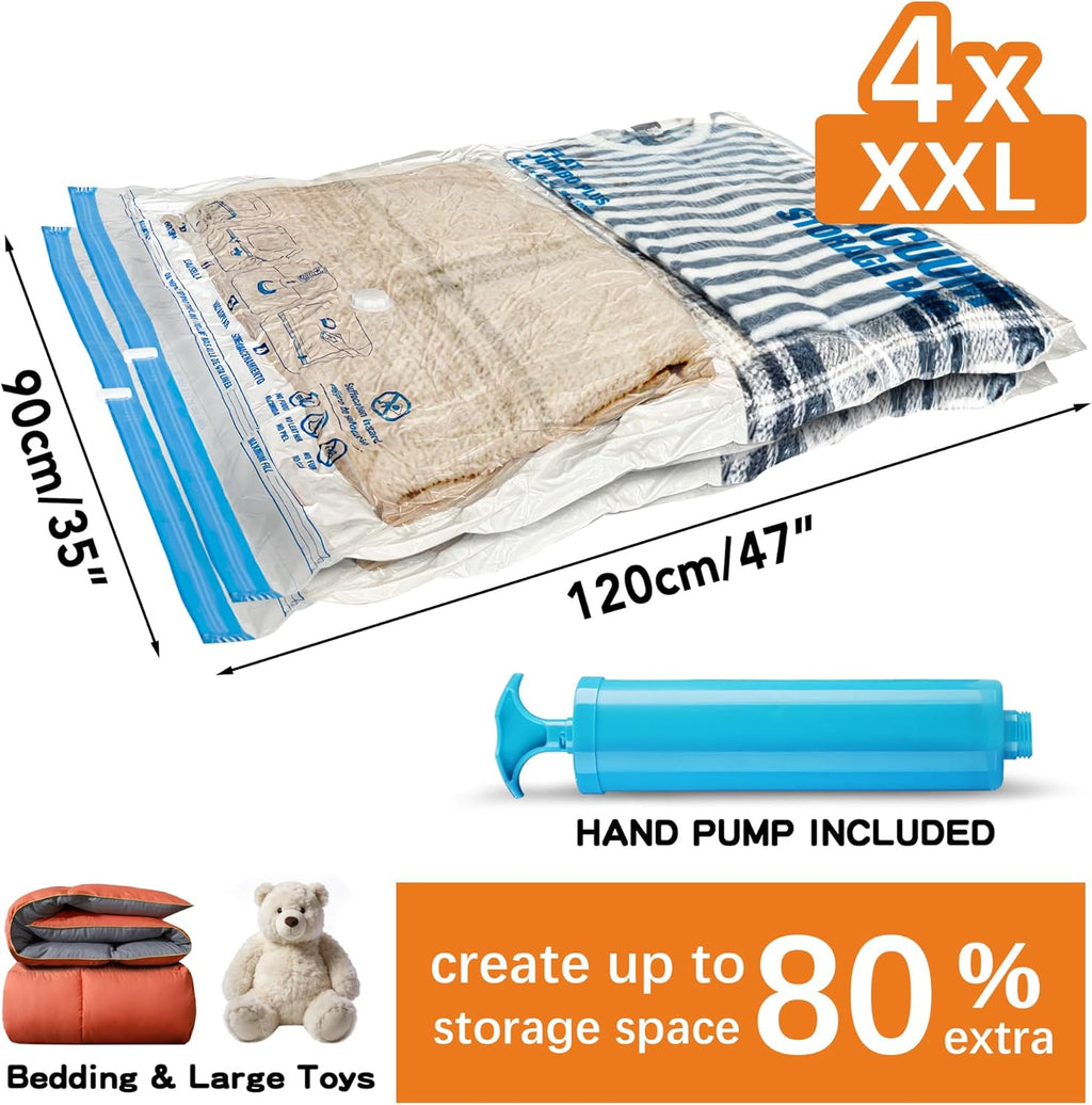 XXL Jumbo Vacuum Storage Bags - 47''X35'' Extra Large Space Bags for Bedding & Comforters (4-Pack)