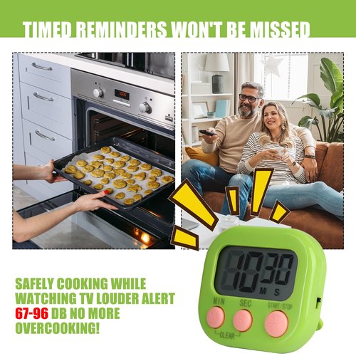 6 Pack Multi-Function Electronic Timer, Colorful Kitchen Timers Digital Magnetic, Countdown Timer, Big LCD Display Loud Alarm Kitchen Timers for Cooking, Bathing, Gym, Meeting, Classroom