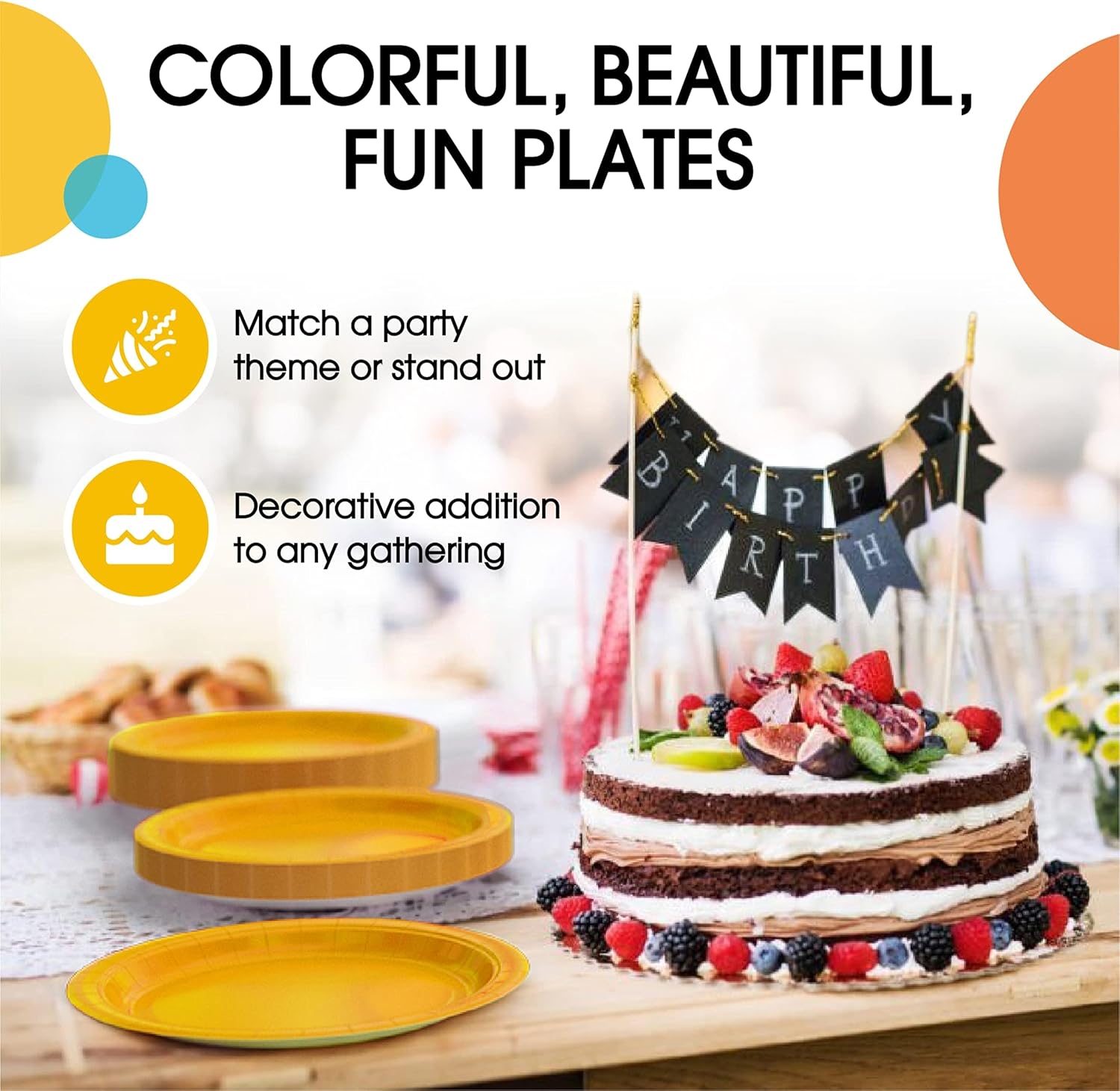 Regine Switzerland Heavy-Duty Yellow Disposable Paper Plates - 9 Inch, 100 Pcs for Parties & Events