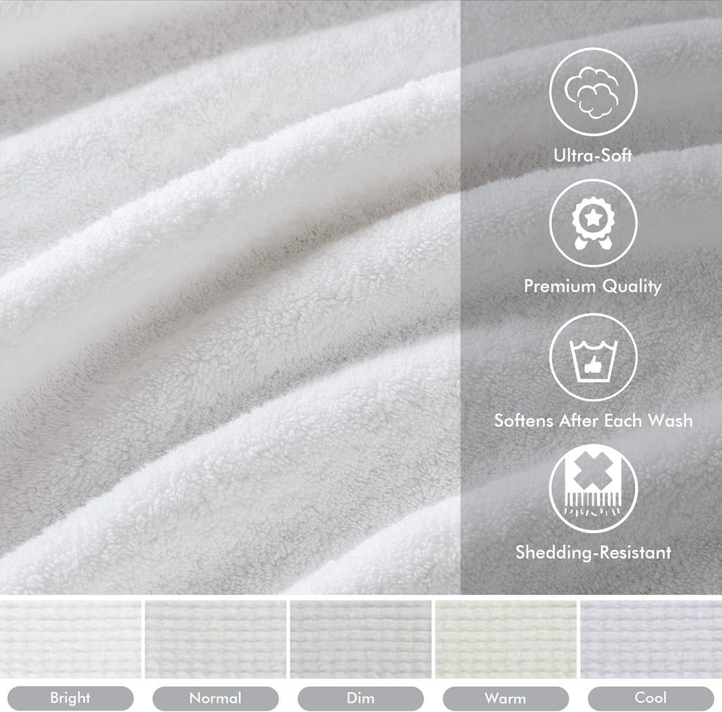 Madison Park 800GSM Cotton Bath Towel Set - Luxurious Absorbent Towels | 8-Piece White Spa Quality Set