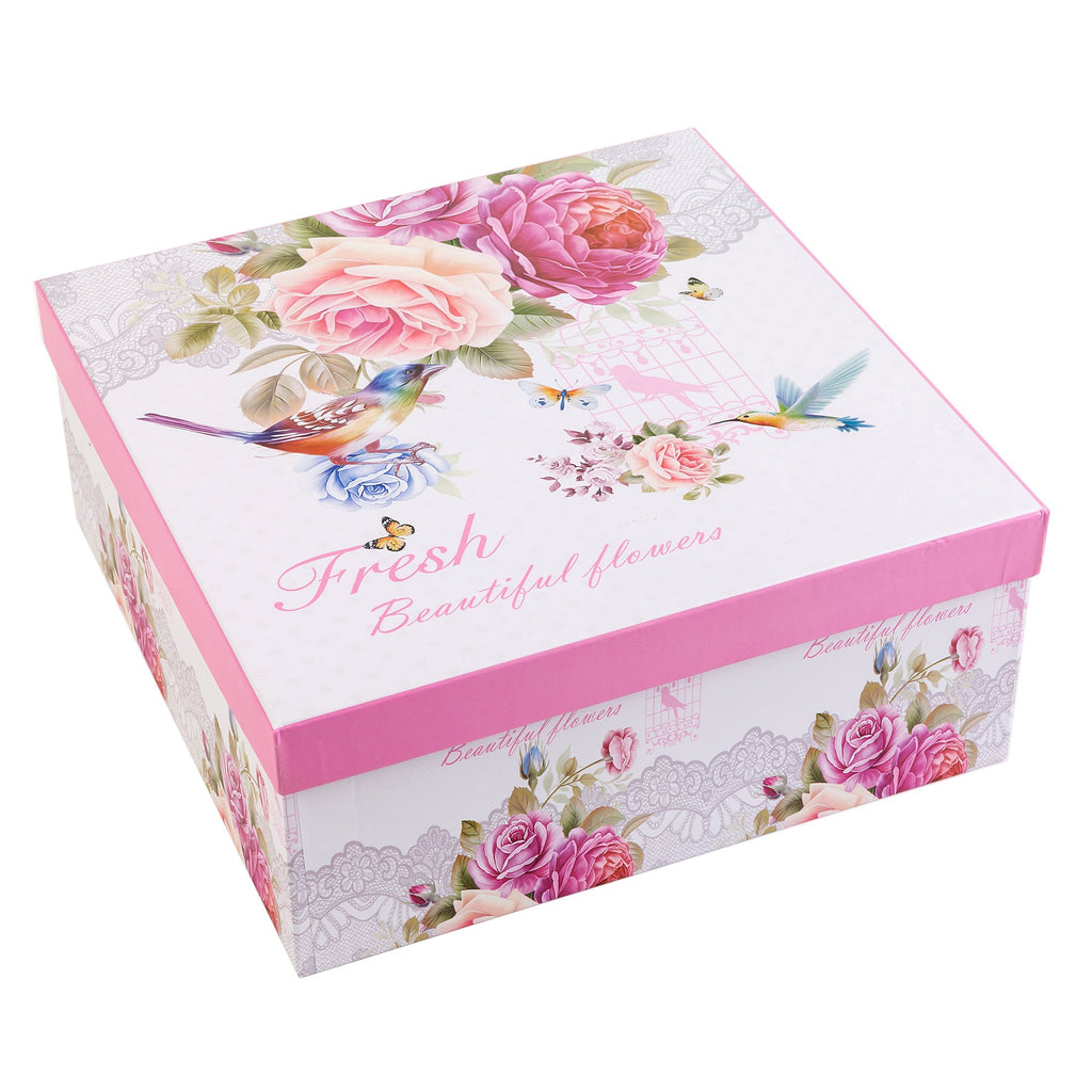 London Boutique Tea Coffee Cup Mug Set 4 Porcelain Bird Rose Butterfly Shabby Chic design in Gift Box 330ML 11oz