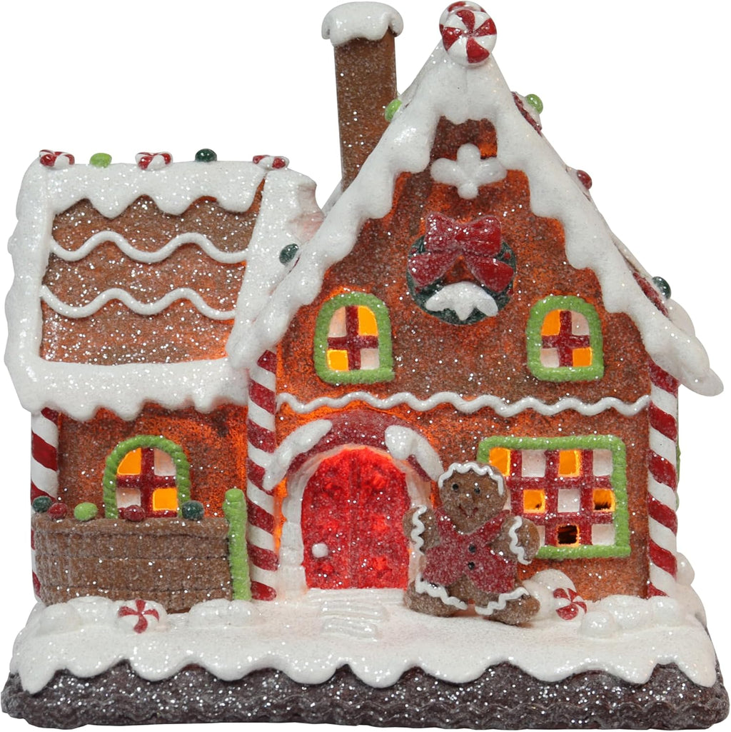 Moments In Time Gingerbread House | Light-Up Christmas Village Decoration - 7.5” Handcrafted LED Décor