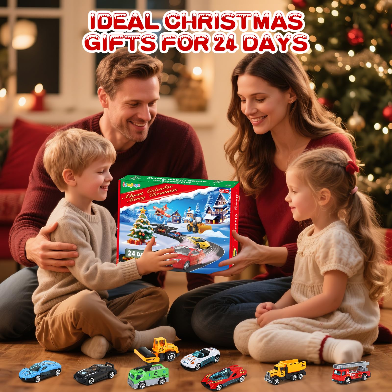 Advent Calendar 2025 for Kids, 24 Days Christmas Countdown Calendar with Die-cast Cars for Toddler Boys, Christmas Advent Calendars Cars Set, Classroom Prizes Xmas Holiday Party Favor Gift for Kids