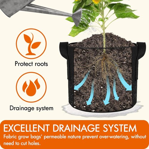 Gardzen 1 Gallon Grow Bags - 10-Pack Heavy Duty 300G Thickened Fabric with Handles for Aeration