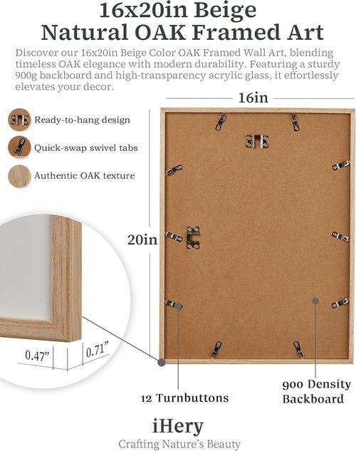iHery Trendy Wall Art - Prevent Wrinkles with Framed Newspaper Design | Natural Oak Wood, Large 16x20in
