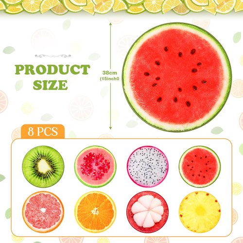 Tinideya 8 Pcs Fruit Carpet Circle Seats for Classroom Sitting 15 Inch Small Floor Cushions Round Classroom Rugs Bulk for Home Decorations School Group Activity