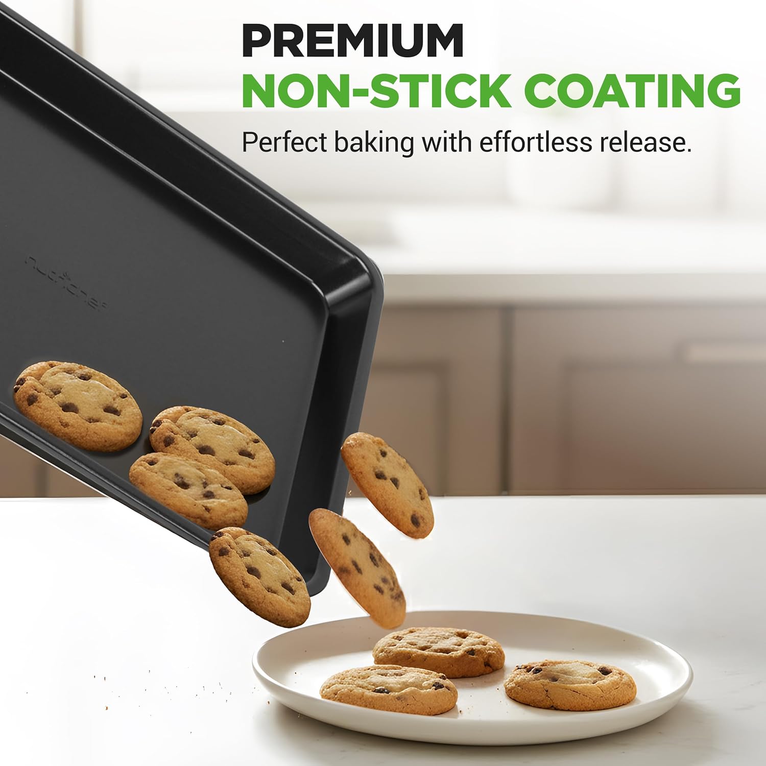 NutriChef Non-Stick Baking Pan Set - Stackable Carbon Steel Bakeware with Cookie Sheet, Muffin & Loaf Pan, Oven & Dishwasher Safe