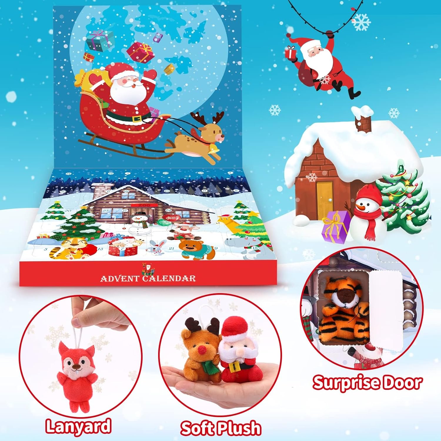 Advent Calendar 2025 - Kids' 24-Day Christmas Countdown with Mini Animal Plush Toys | Perfect Holiday Gifts