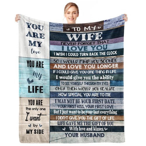 Gifts for Wife, Anniversary Blanket Gifts for Women Her Wife, Wifey Birthday Ideas from Husband, Romantic I Love You Present for Her, Christmas Valentines Mothers Day Presents Throw Blanket 60x50in